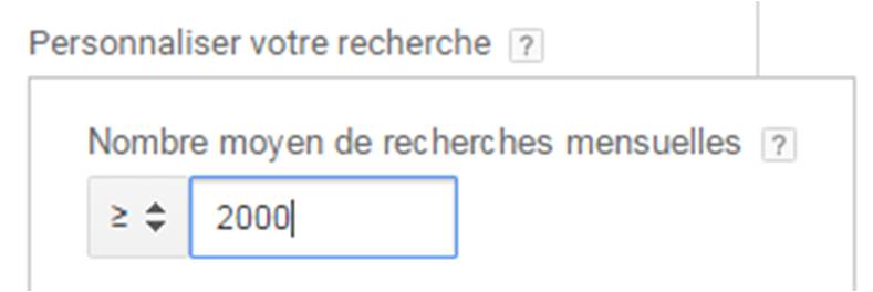 filtre de recherche mots clés google adwords