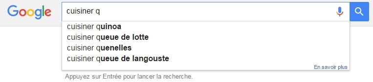 google suggestion plus lettre