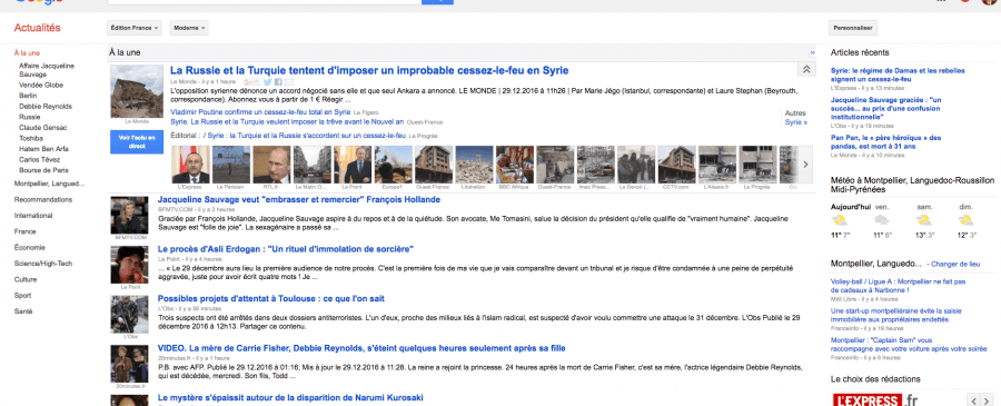 page accueil google actualites