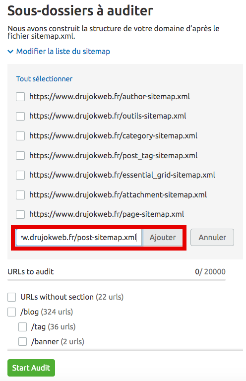 ajout sitemap