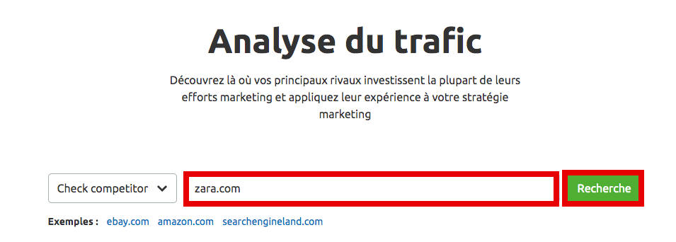 Barre de recherche Traffic analytics