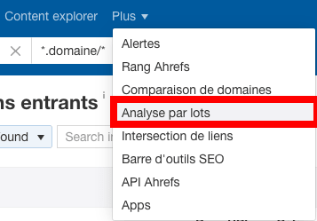 menu analyse par lots
