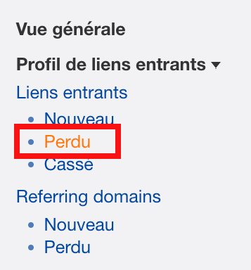 menu backlinks perdus