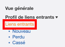 menu liens entrants