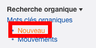 menu nouveaux mots clés